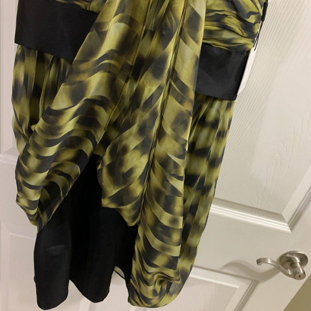 Calvin Klein New With Tags Green Black Dress Black Attached Slip Sz 8 - Picture 6 of 7